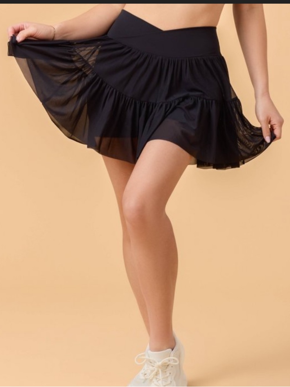 Blogilates Black Ruffled Mesh Skort